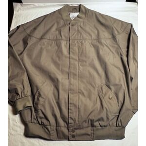 Vtg Munsingwear Men's 2XL Bomber Jacket Khaki Taupe Zip Front Nylon‎ Lined 90s